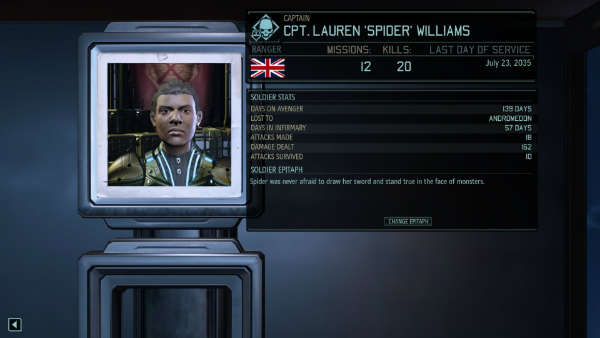 The memorial plaque of Cpt. Lauren Williams, hanging in The Avenger.