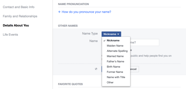 how to change your facebook name